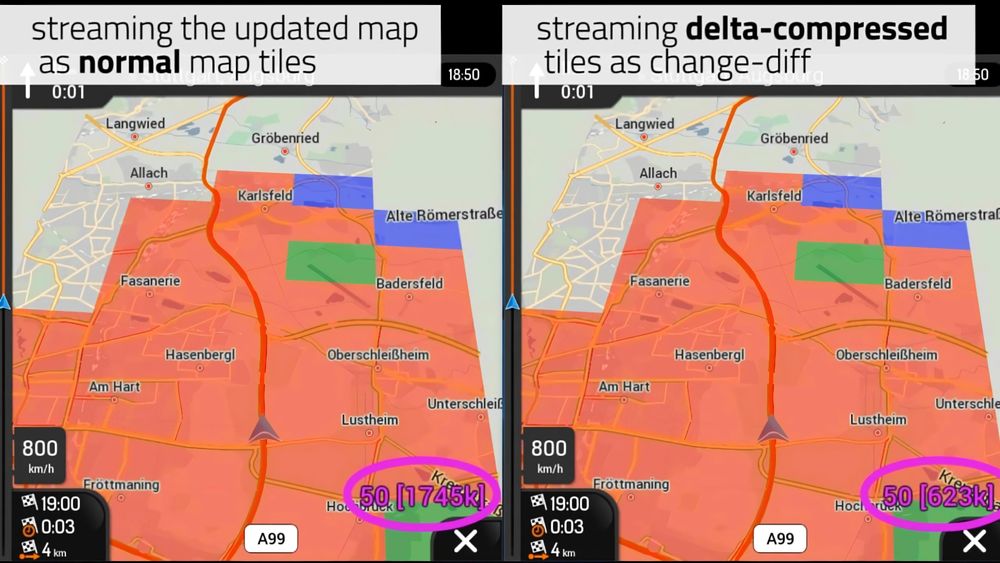 Low-Cost Data Streaming for Cloud Navigation, with NDS Delta-Compression